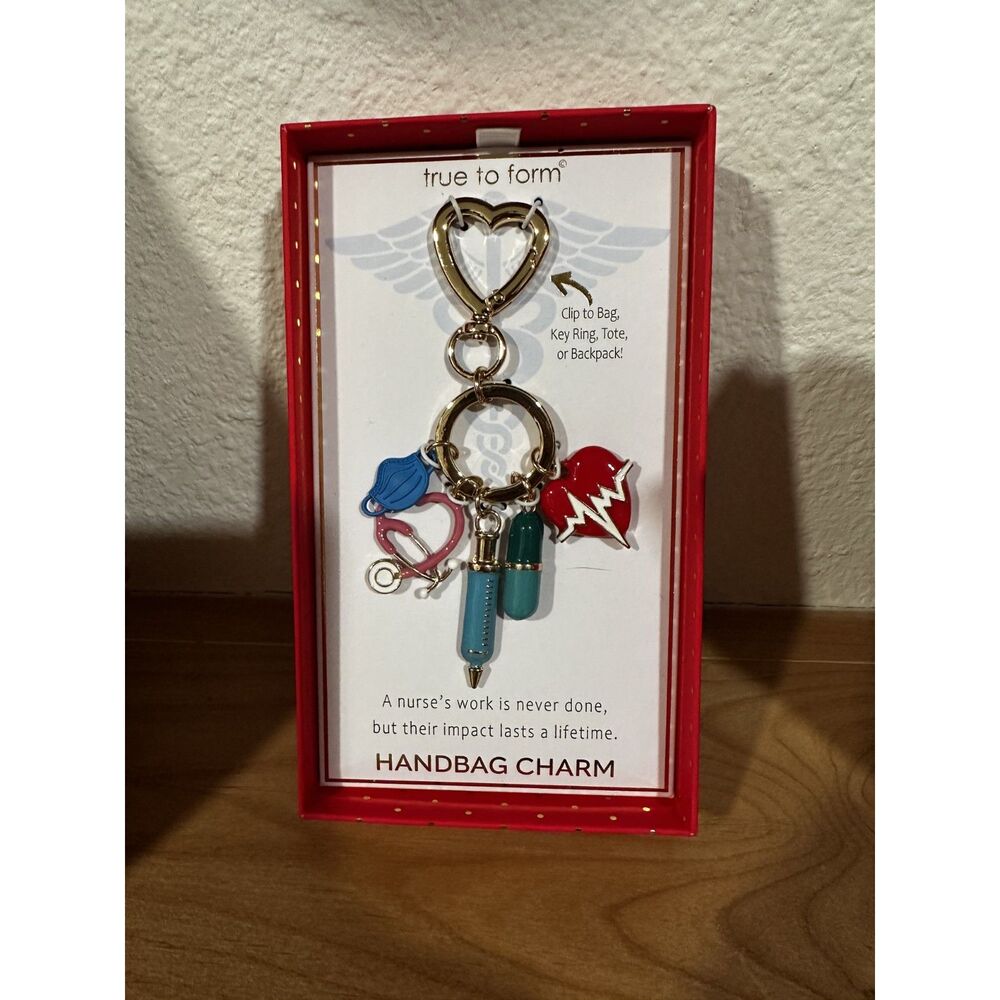 True to Form Nurse-Themed Bag Charm Keychain NIB